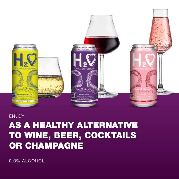 H2O (New Vintage!) The World’s First California Wine-Infused Sparkling Refreshment, 0.0% Non-Alcoholic, 12 Fl oz Can (Pinot Noir) - Image 5