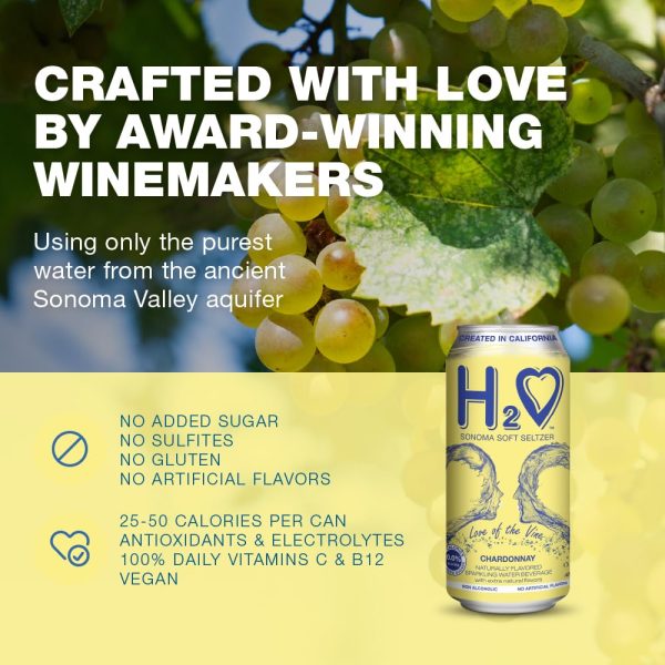 H2o (Velvety & Smooth) C1– California White Non Alcoholic Wine Infused Refreshment, 0.0%, Jam-packed with flavor plus Hydrating Minerals (Chardonnay) - Image 2