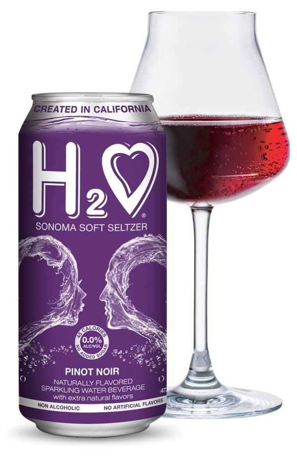 H2O (New Vintage!) The World’s First California Wine-Infused Sparkling Refreshment, 0.0% Non-Alcoholic, 12 Fl oz Can (Pinot Noir)