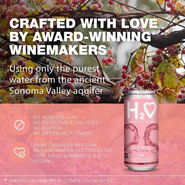 H2o (Complex Flavor) R12– California Rose Wine Infused Refreshment, 0.0% Non-Alcoholic, Jam-packed with flavor plus Hydrating Minerals, (Sparkling Rose) - Image 4