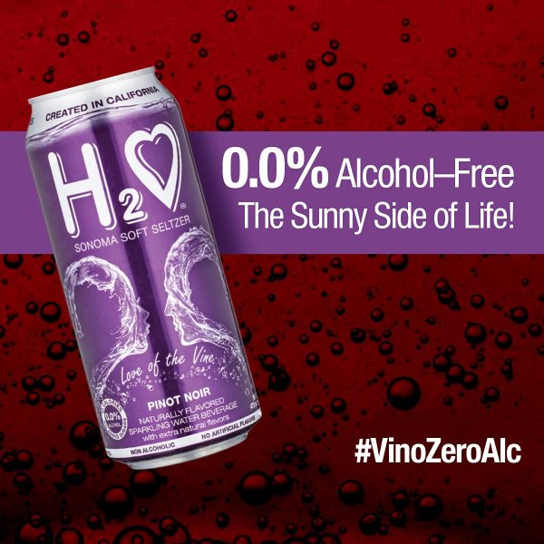 H2O (New Vintage!) The World’s First California Wine-Infused Sparkling Refreshment, 0.0% Non-Alcoholic, 12 Fl oz Can (Pinot Noir) - Image 2
